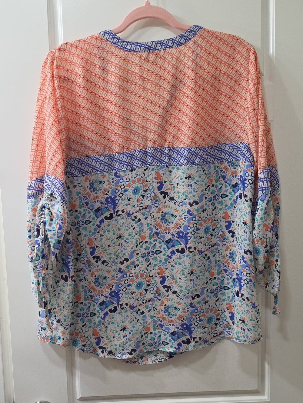 CB Established 1962 🌺 Boho Mixed-Print Blouse With 3/4 Sleeves Size L - Picture 4 of 7